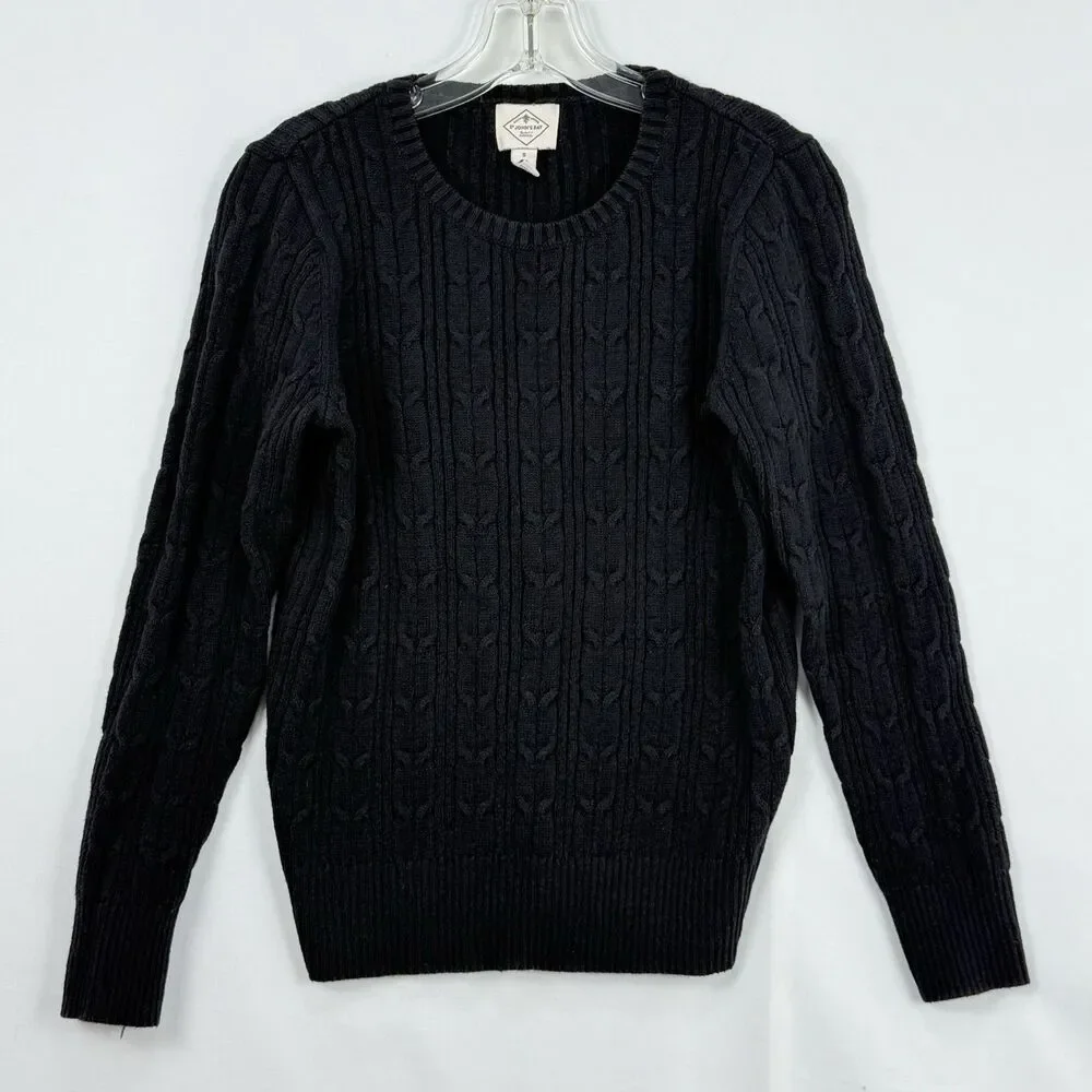 St John's Bay Women's Long Sleeve Cable Knit Sweater Size Small Black